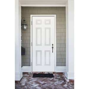 30 in. x 80 in. Premium 6-Panel Primed White Steel Prehung Front Door with 30 in. Right-Hand Outswing and 4 in. Wall