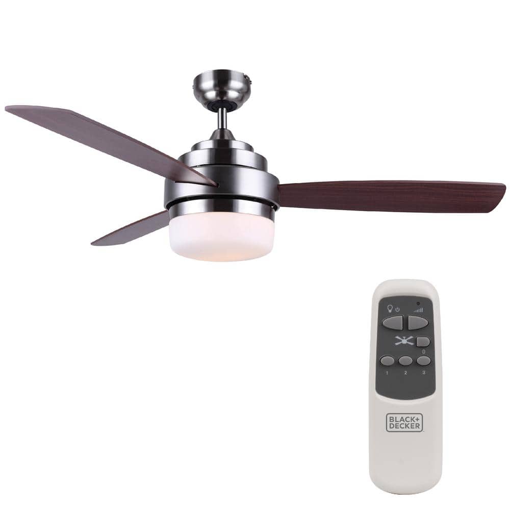 Mahogany and Nickel 52" Ceiling Fan with Remote and Light Kit
