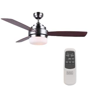 52 in. Smart Indoor 3-Bladed Brushed Nickel Ceiling Fan with Light and Reversible Blades and Remote Control