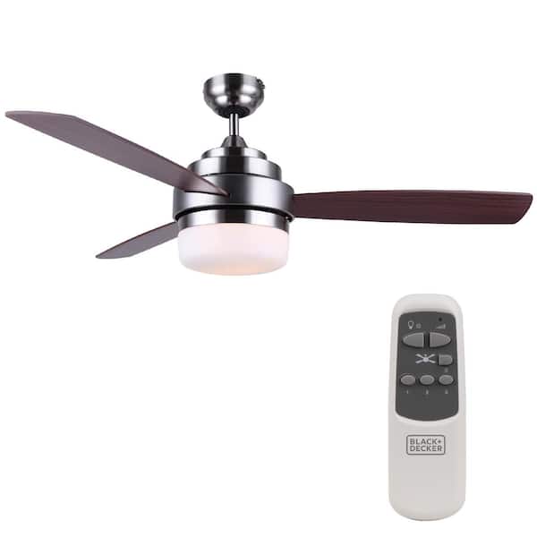 BLACK+DECKER 52 in. Smart Indoor 3-Bladed Brushed Nickel Ceiling Fan with Light and Reversible Blades and Remote Control