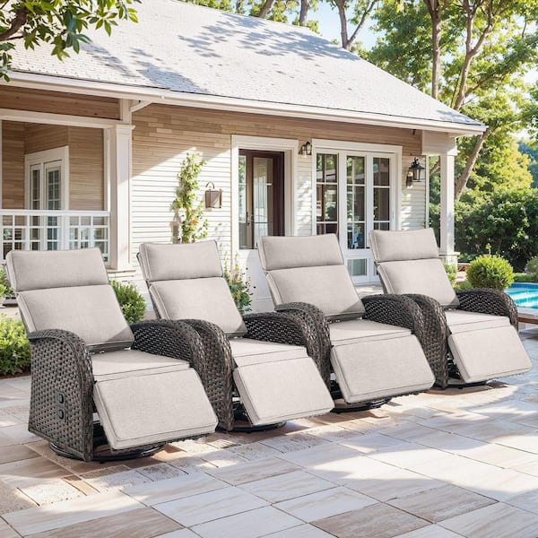 Bellefurn Rotavia Reclining 4-Piece Wicker Outdoor 360° Swivel