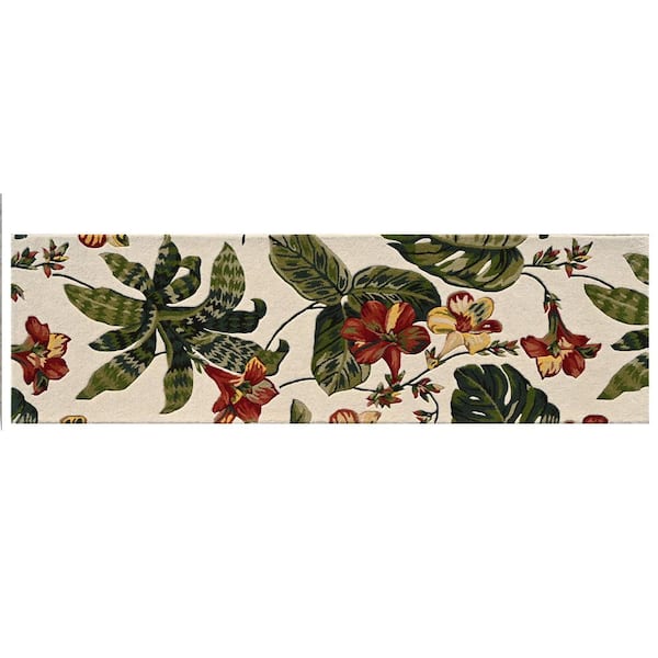 Kai Ivory 6 ft. Tropical Hand-Tufted Wool Area Rug