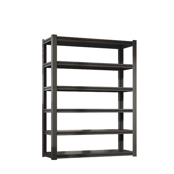 6 Tier Metal Shelves for Storage Garage Shelving, Heavy Duty Storage Shelves Adjustable Garage Shelf  in Black+ Gray