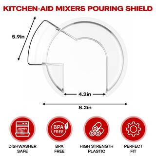 Paraspruzzi Trasparente In Plastica Alimentare Per KitchenAid 4.5-5 QT – Accessorio Antischizzo Per Ciotole Da 4,3-4,8 Litri