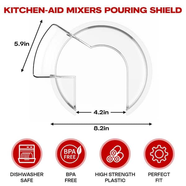 Paraspruzzi Trasparente In Plastica Alimentare Per KitchenAid 4.5-5 QT – Accessorio Antischizzo Per Ciotole Da 4,3-4,8 Litri