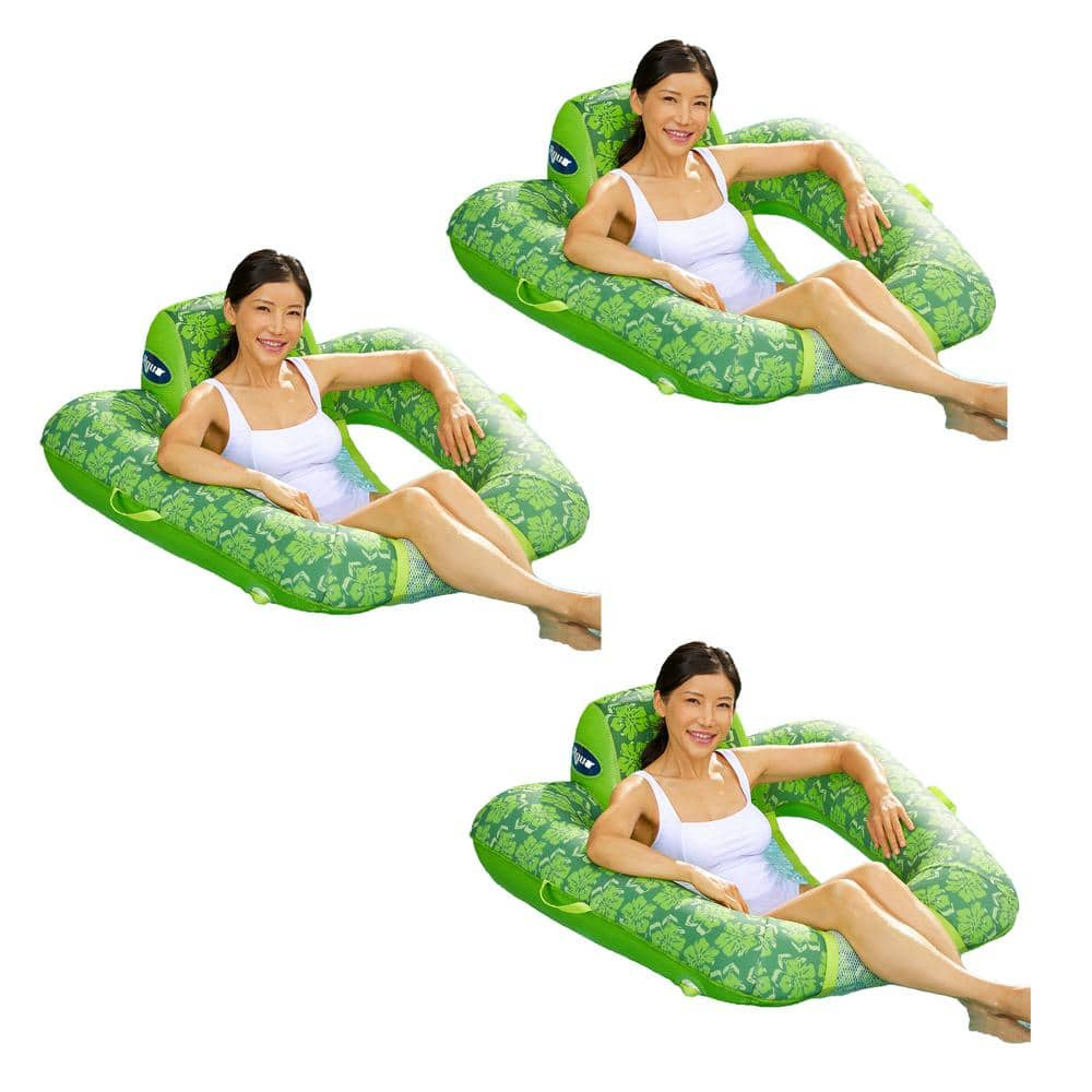 Green Zero Gravity Inflatable Swimming Pool Lounge Chair Float (3-Pack), Number of People: 1 -  Aqua LEISURE, 3 x AZL17290LG