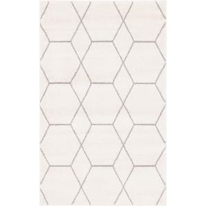 Trellis Frieze Ivory Doormat 3 ft. x 5 ft. Geometric Area Rug