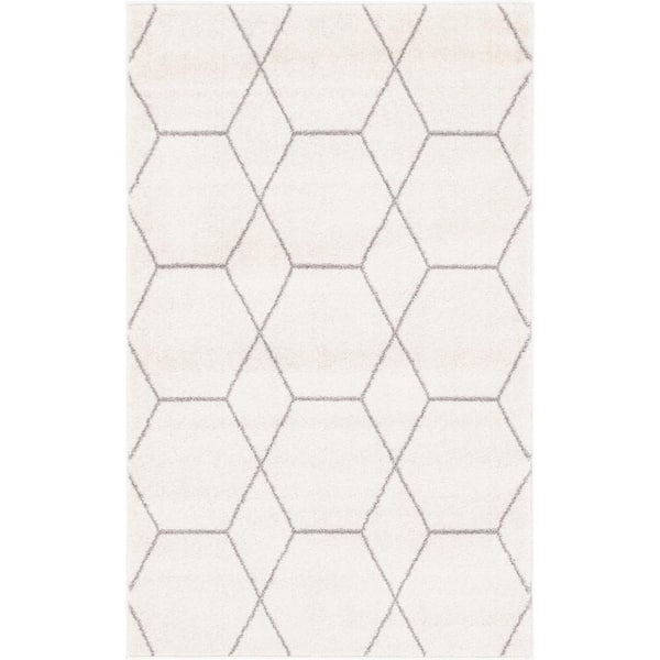 StyleWell Trellis Frieze Ivory Doormat 3 ft. x 5 ft. Geometric Area Rug