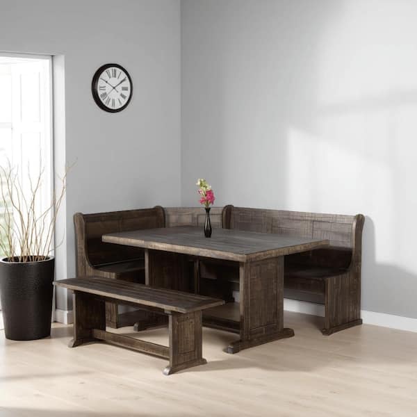 Flint 4-Piece Rectangle Brown Wood Top Trestle Dining Table Set Seats 4