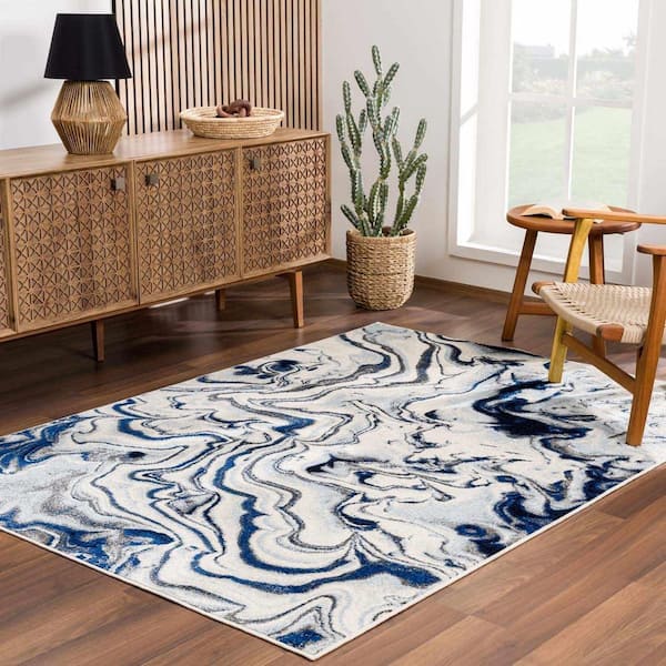 Glendon Blue/Charcoal/Teal 2 ft. x 3 ft. Area Rug
