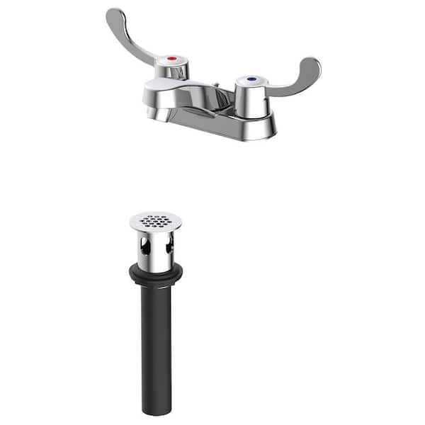 EZ-FLO Traditional Collection 4 in. Centerset 2-Handle Bathroom Faucet with Brass Grid Drain in Chrome