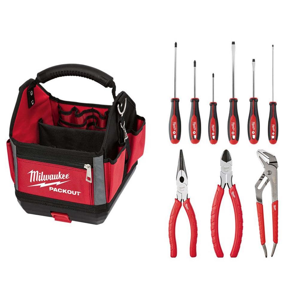 Milwaukee PACKOUT Tote With Hand Tool Set (10-Piece ) 48-22-8310-48-22 ...