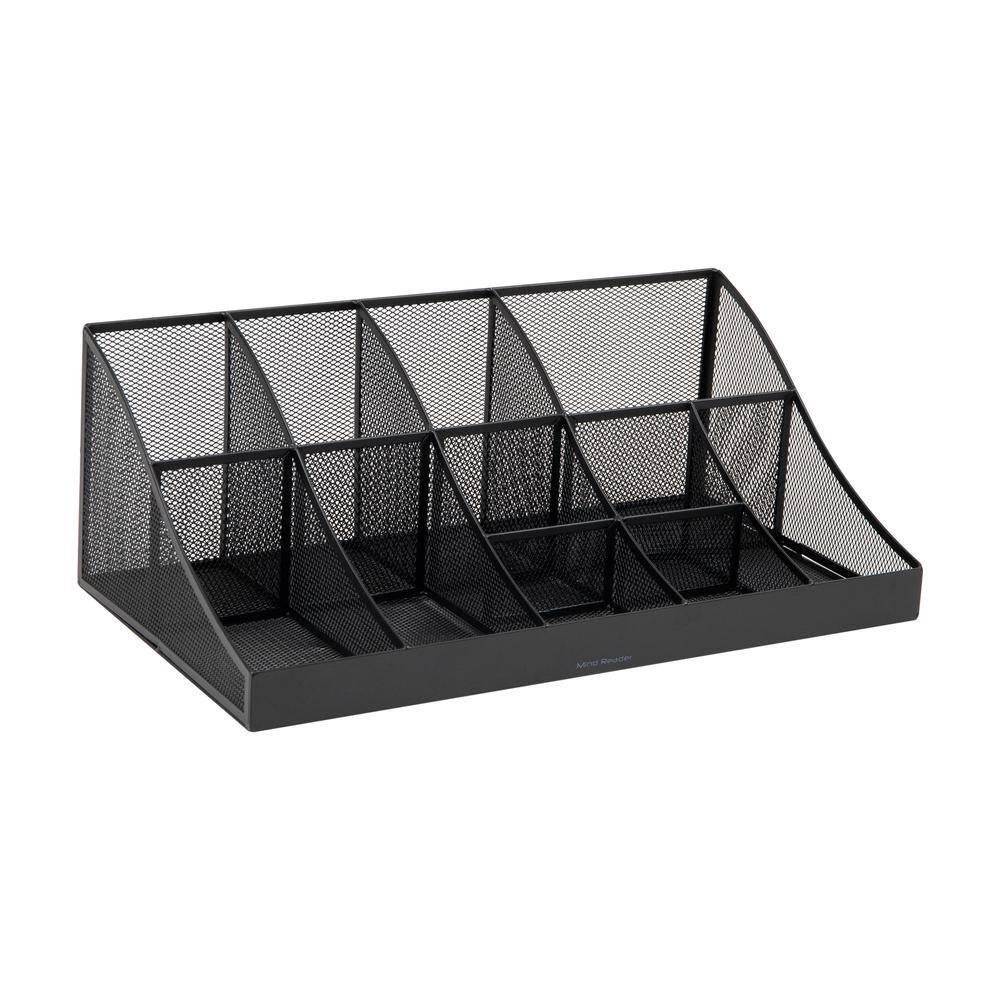 Black Mesh 11-Compartment Cup and Condiment Organizer