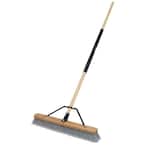 24 in. Indoor Hardwood/Steel Handle Push Broom for Pet Hair, Sand, Saw Dust and Wood Shavings