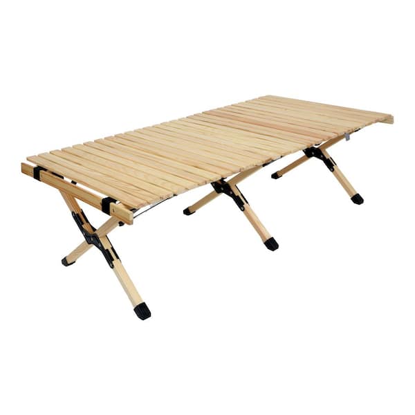 Phewnyzo 23.62 in. Brown Rectangle Wood Outdoor Portable Foldable Picnic Table with X-Frame Design