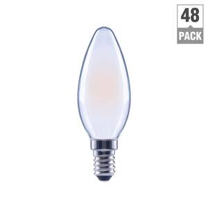 60-Watt Equivalent B11 Dimmable Frosted Glass Filament Candelabra Vintage Edison LED Light Bulb Soft White (48-Pack)