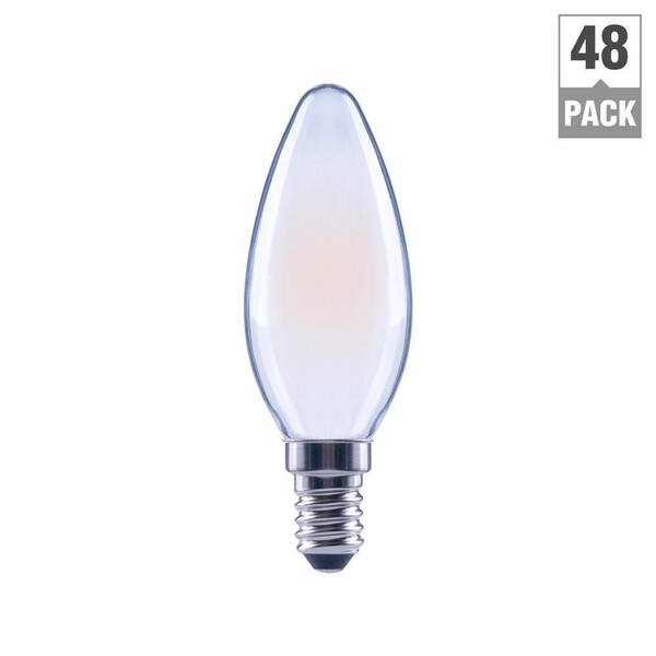 EcoSmart 40-Watt Equivalent B11 Dimmable ENERGY STAR Frosted Glass Filament Vintage Edison LED Light Bulb Bright White (48-Pack)