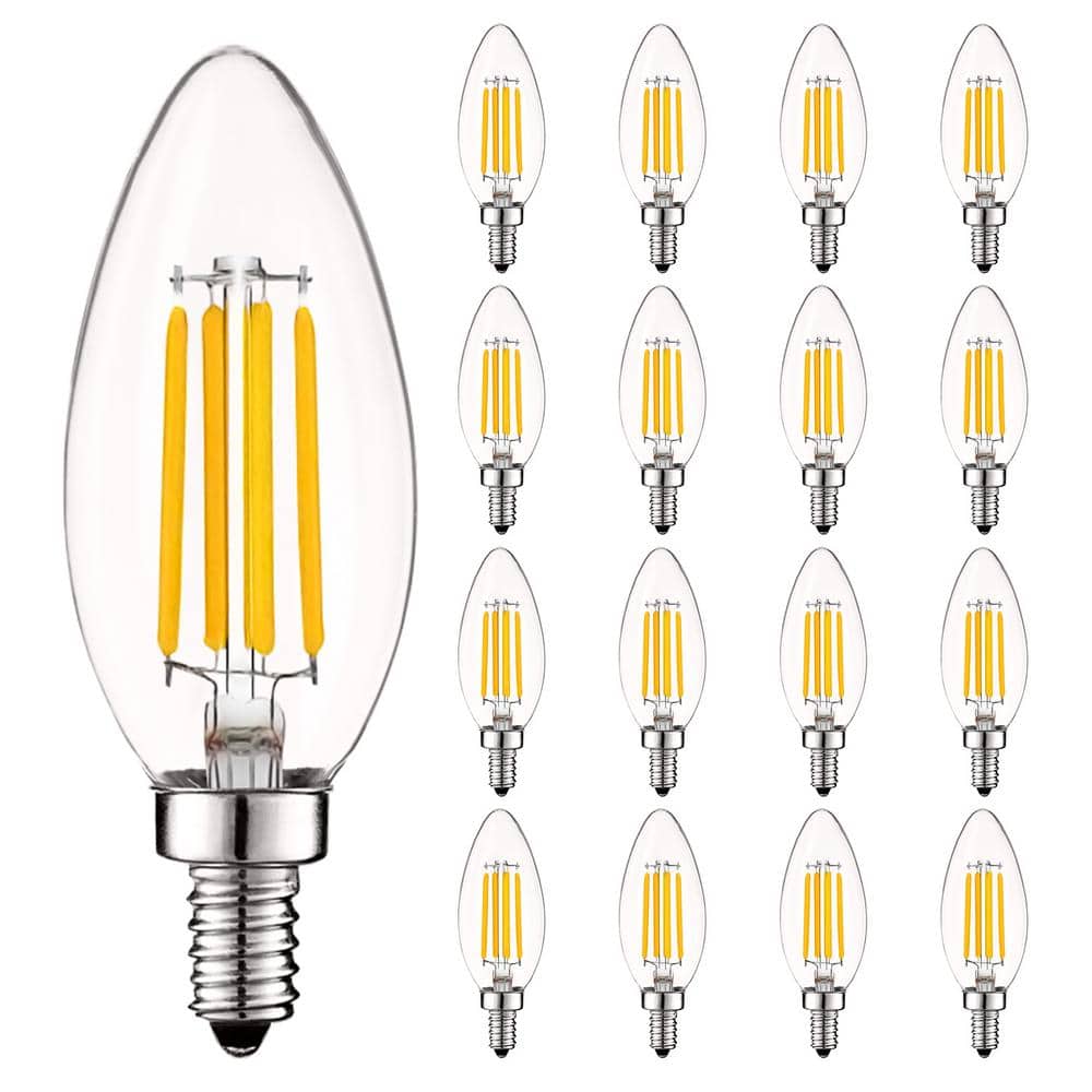 60-Watt Equivalent B10 Dimmable Vintage Edison LED Light Bulb 5000K Bright White (16-Pack) price history on PriceWatchPro