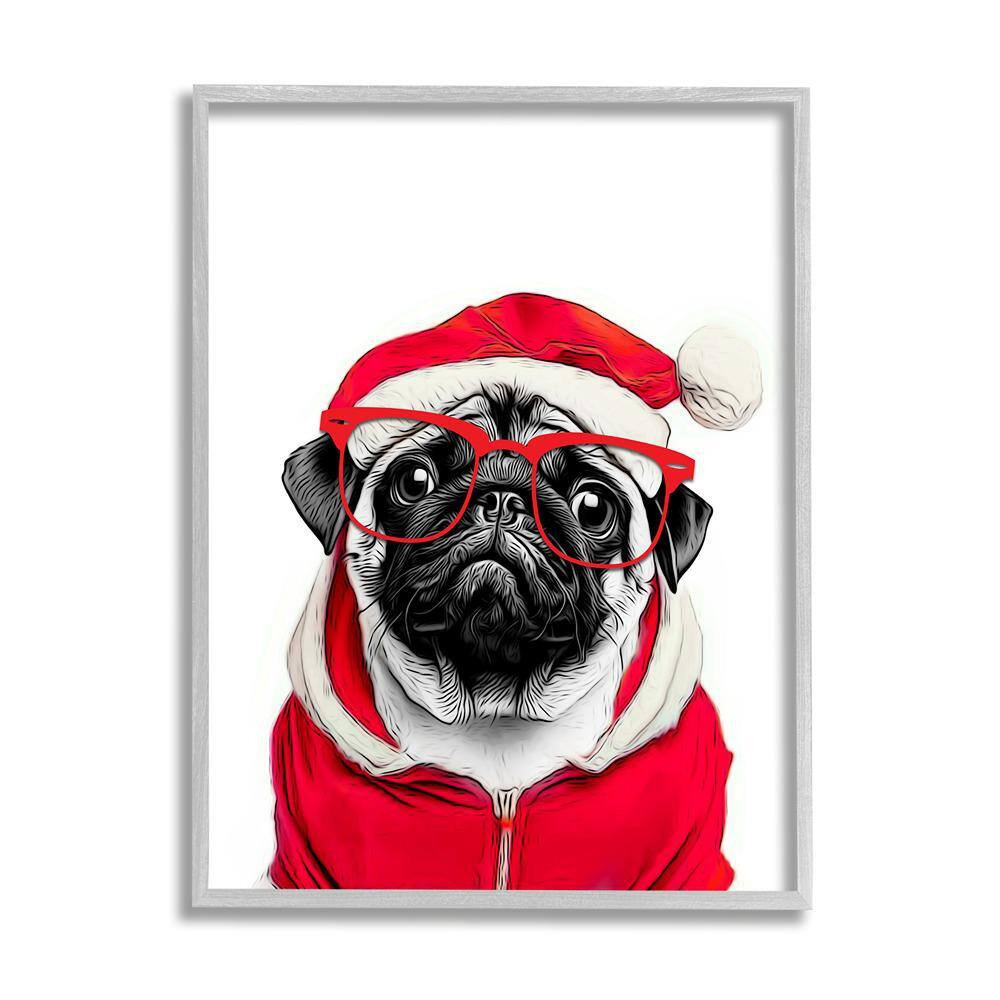Pug in Santa Hat by Annalisa Latella 1-Piece Framed Graphic Print Animal Poster Art Print 14 in. x 11 in. price history on PriceWatchPro