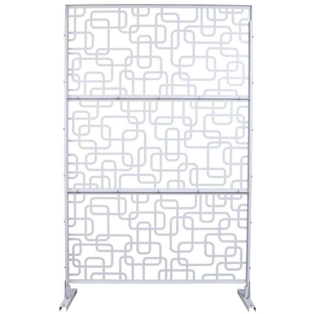 76 in. H x 48 in. W White Metal Outdoor Privacy Screen, Freestanding Decorative Privacy Screen for Balcony Patio Lawn price history on PriceWatchPro