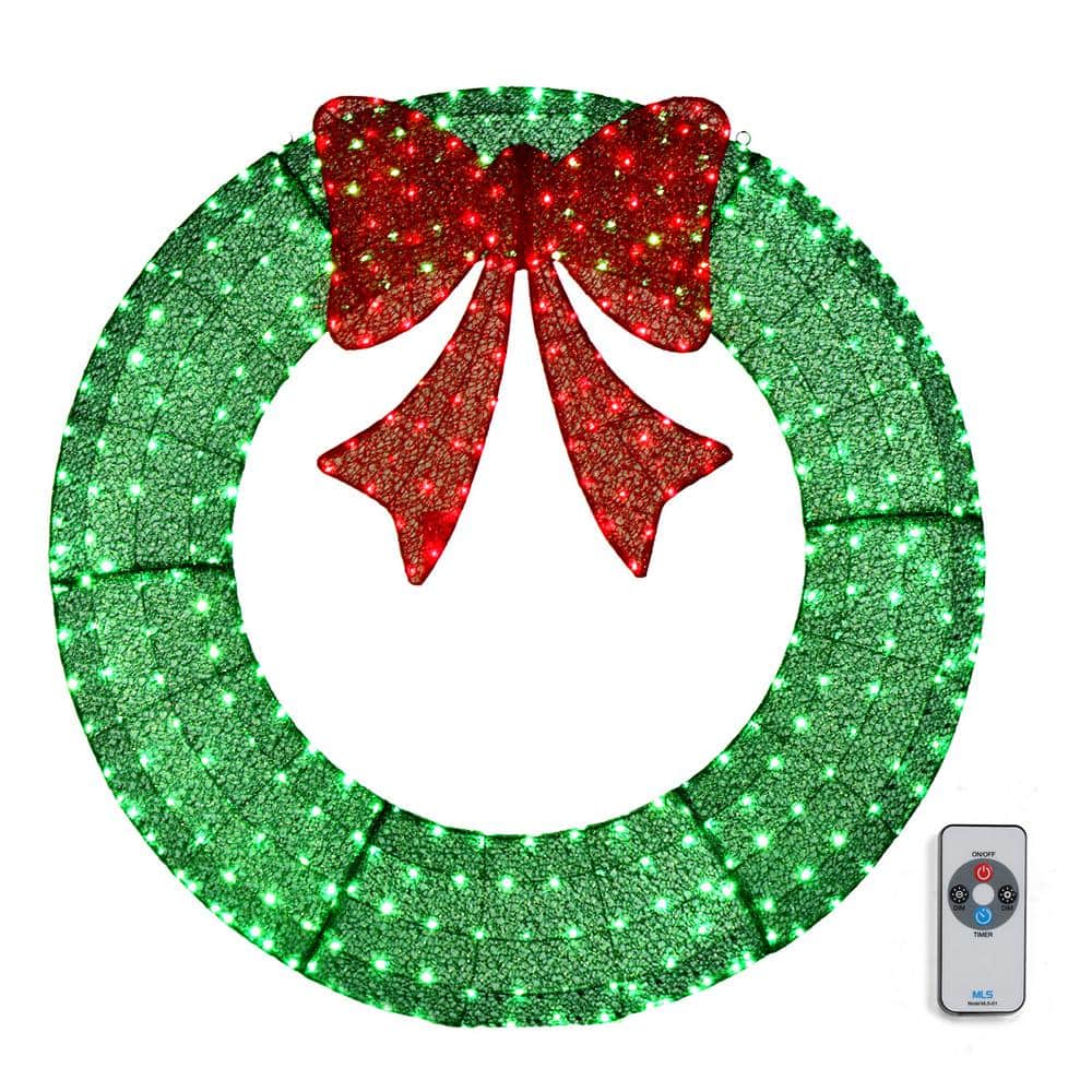 48 in. Green Pre-Lit LED Outdoor Artificial Christmas Wreath with 315 Lights and Red Bow price history on PriceWatchPro