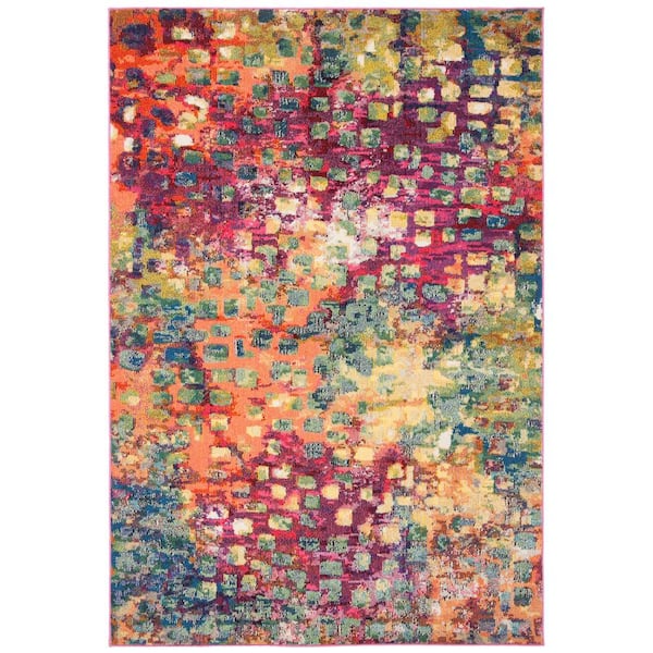 SAFAVIEH Madison Fuchsia/Gold Doormat 2 ft. x 4 ft. Geometric Abstract Area Rug