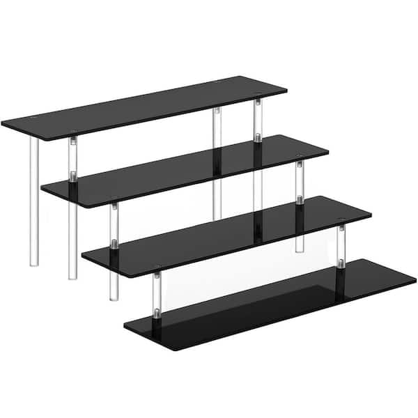 4-Tier Black Acrylic Cake Stand with Display Risers for Perfume Organizer Dessert Figure Shelf Holder