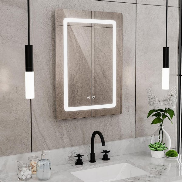 Brilliance 20 in. W x 28 in. H Rectangular Frameless Light-up Wall Mounted Bathroom Vanity Mirror