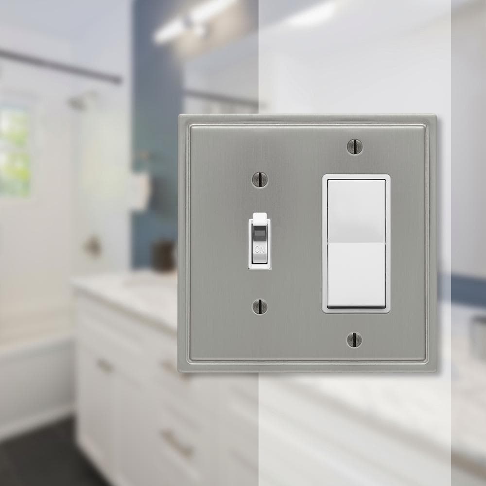 Brushed Nickel Steel 1 Toggle 1 Rocker Wall Plate