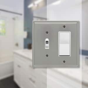 Moderne 2 Gang 1-Toggle and 1-Rocker Steel Wall Plate - Brushed Nickel