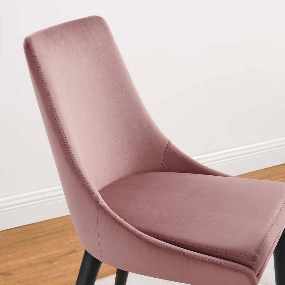 Dusty Rose Velvet Upholstered Side Chair with Wood & Metal Frame