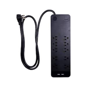 4 ft. 16/3 10-Outlet 3540J Surge Protector Power Strip Extension Cord with USB Hub, Black
