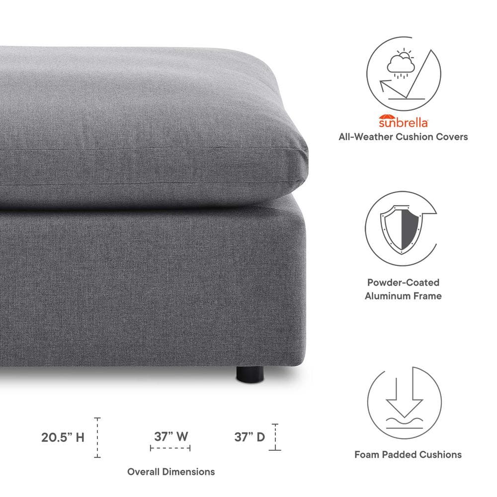 Commix Spacious Gray Sunbrella Outdoor Patio Ottoman