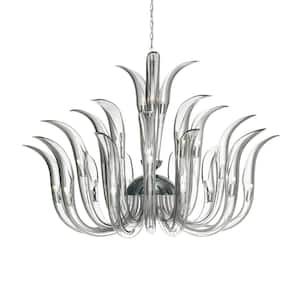 Cisne 23-Light Polished Nickel Distinctive Chandelier with Clear Czech Crystal Shades