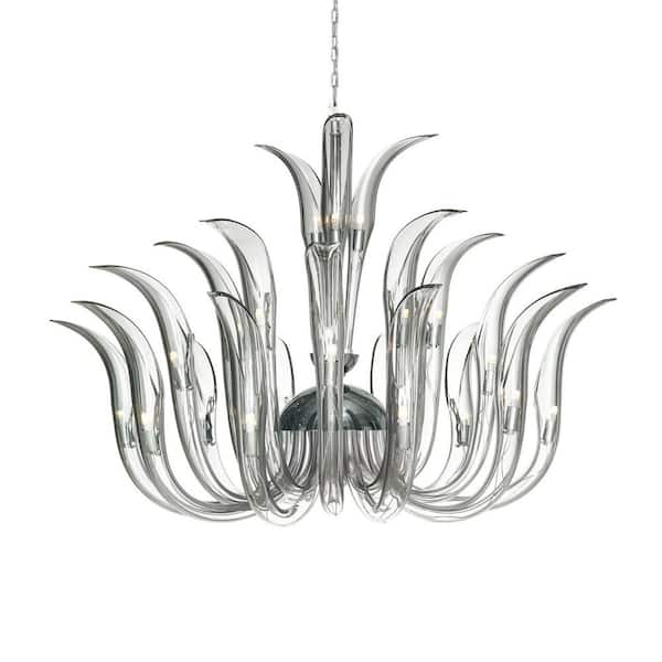 Metropolitan Cisne 23-Light Polished Nickel Distinctive Chandelier with Clear Czech Crystal Shades
