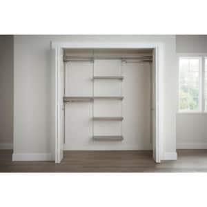 Genevieve 6 ft. Gray Adjustable Closet Organizer Long and Double Long Hanging Rods with 5 Shelves