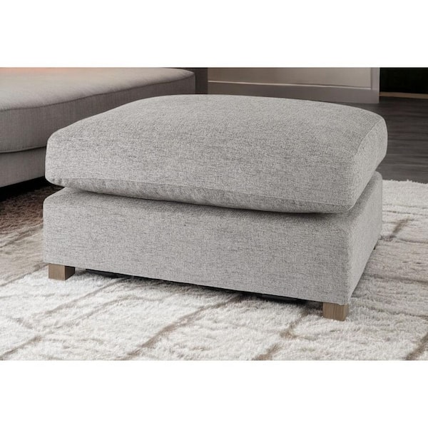 HomeRoots Gray Fabric Square Ottoman
