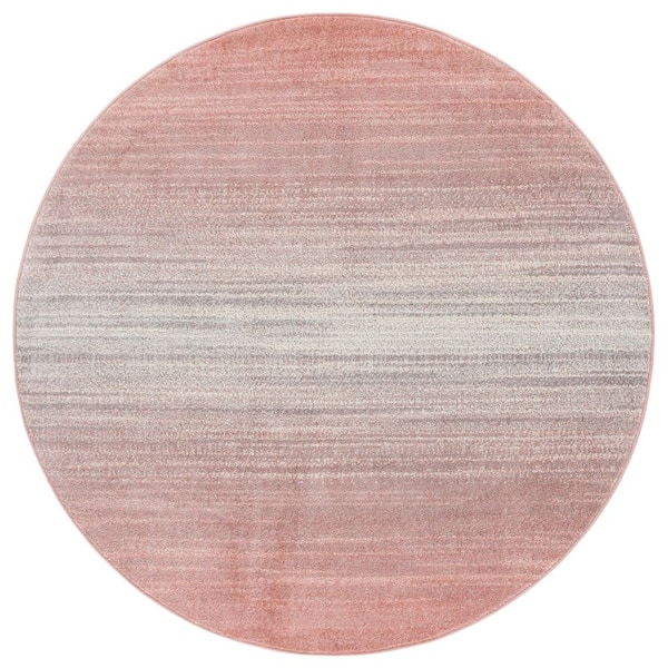 SAFAVIEH Adirondack 6 ft. x 6 ft. Blush/Gray Gradient Transitional Round Area Rug