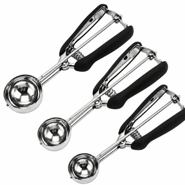 3 SCOOP | プレミアムオーダー！| きちスクープ Numhew 3-Piece 18/8 Stainless Steel Silver Cookie Scoop Set with