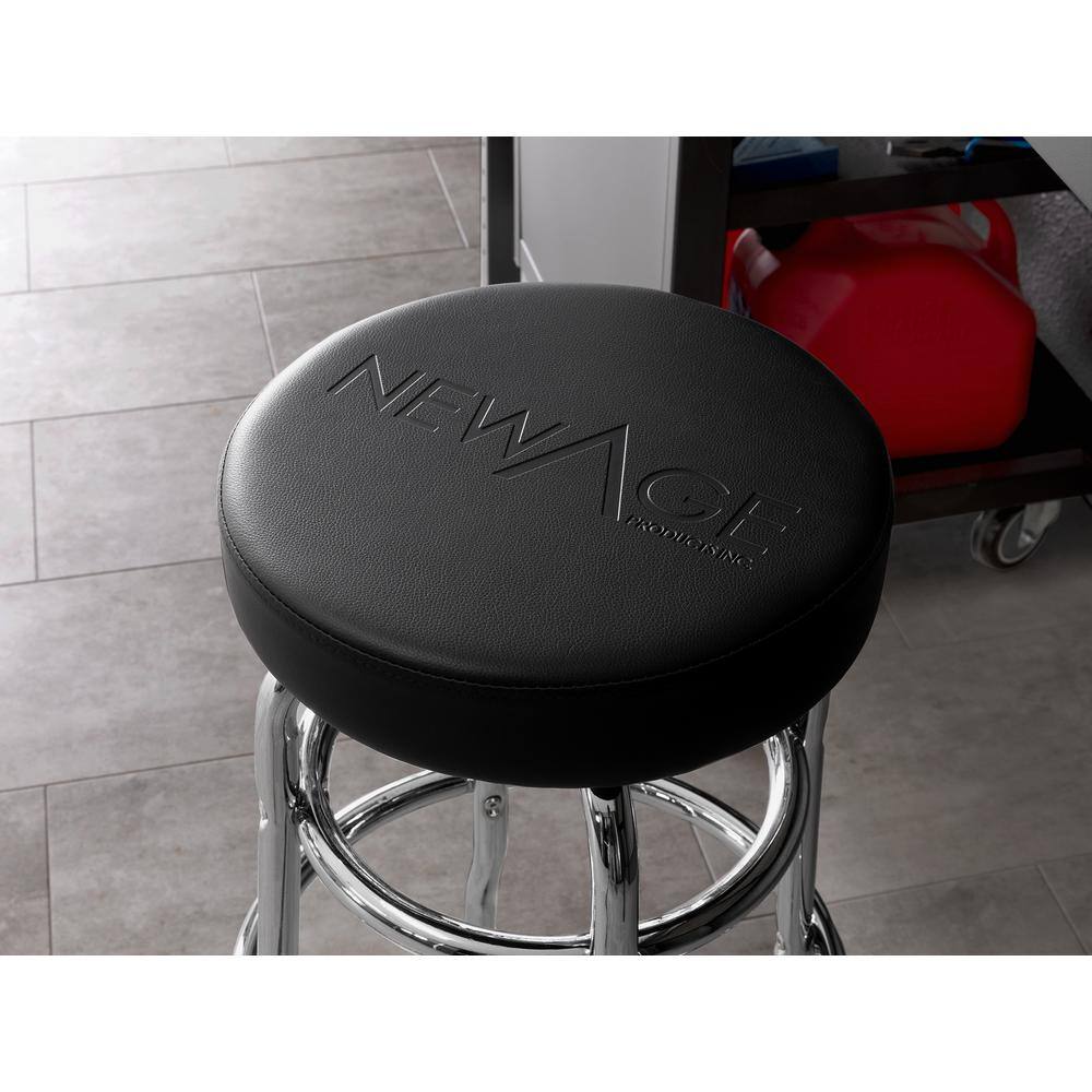 Chrome-Base Matte Black Swivel Adjustable Height Stool with Foam Padding