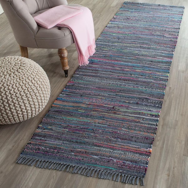 Rag Rug Aqua/Multi 2 ft. x 9 ft. Striped Runner Rug