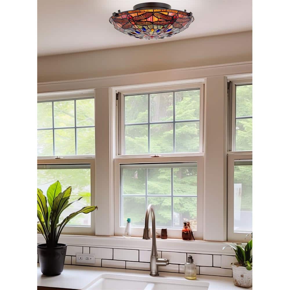 Vintage Black Glass Bowl Flush Mount Ceiling Light