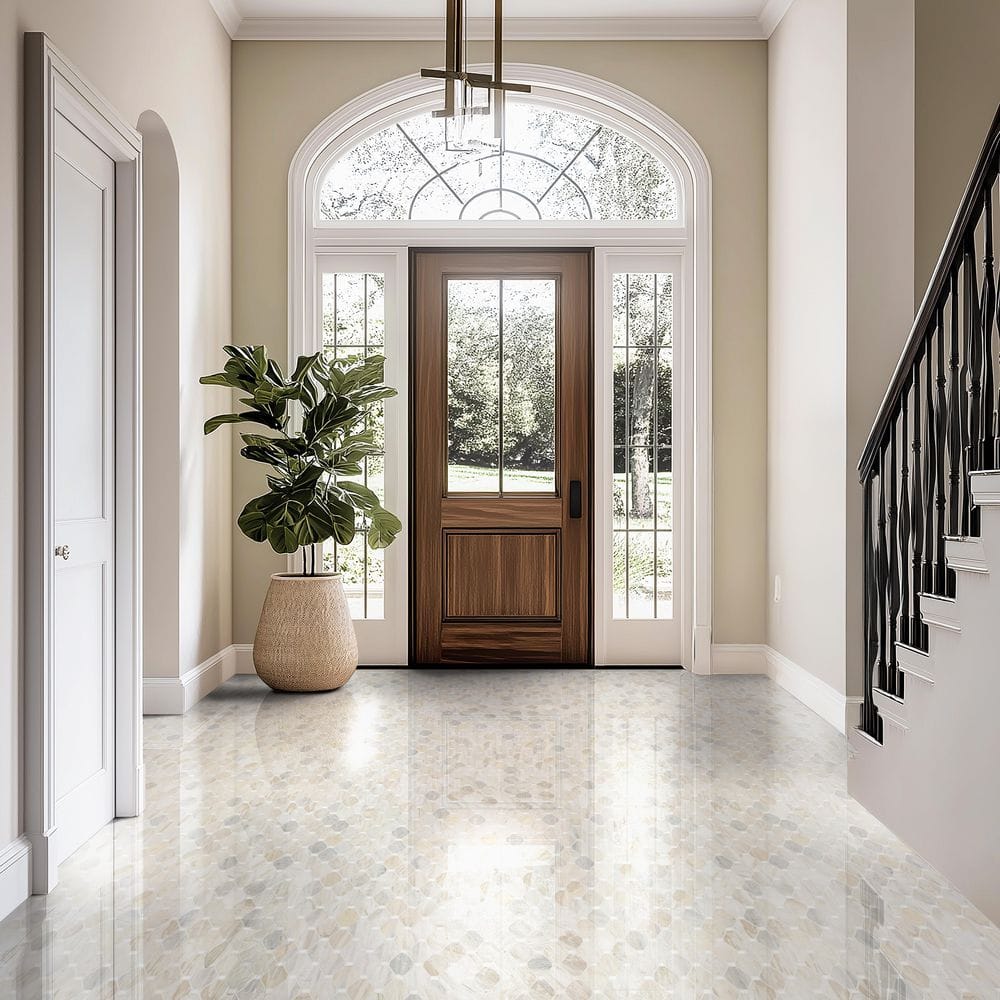 Angora Beige and Gray Polished Marble Mosaic Tile