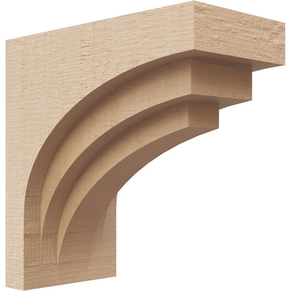 Ekena Millwork 3 in. x 6 in. x 6 in. Series 1 Classic Rockford Rough Cedar Woodgrain Timberthane Polyurethane Corbel, Primed Tan