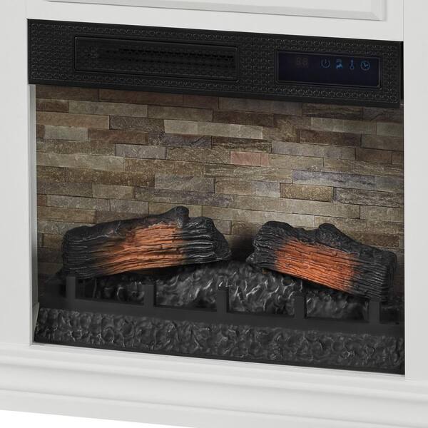 StyleWell Wheaton 31 in. W Freestanding Wooden Infrared Electric Fireplace  in White and Brown 150441 - The Home Depot