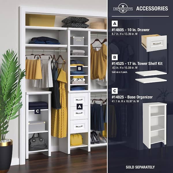 Montgomery jungle beslag ClosetMaid Impressions Basic 48 in. W - 112 in. W White Wood Closet System  53016 - The Home Depot