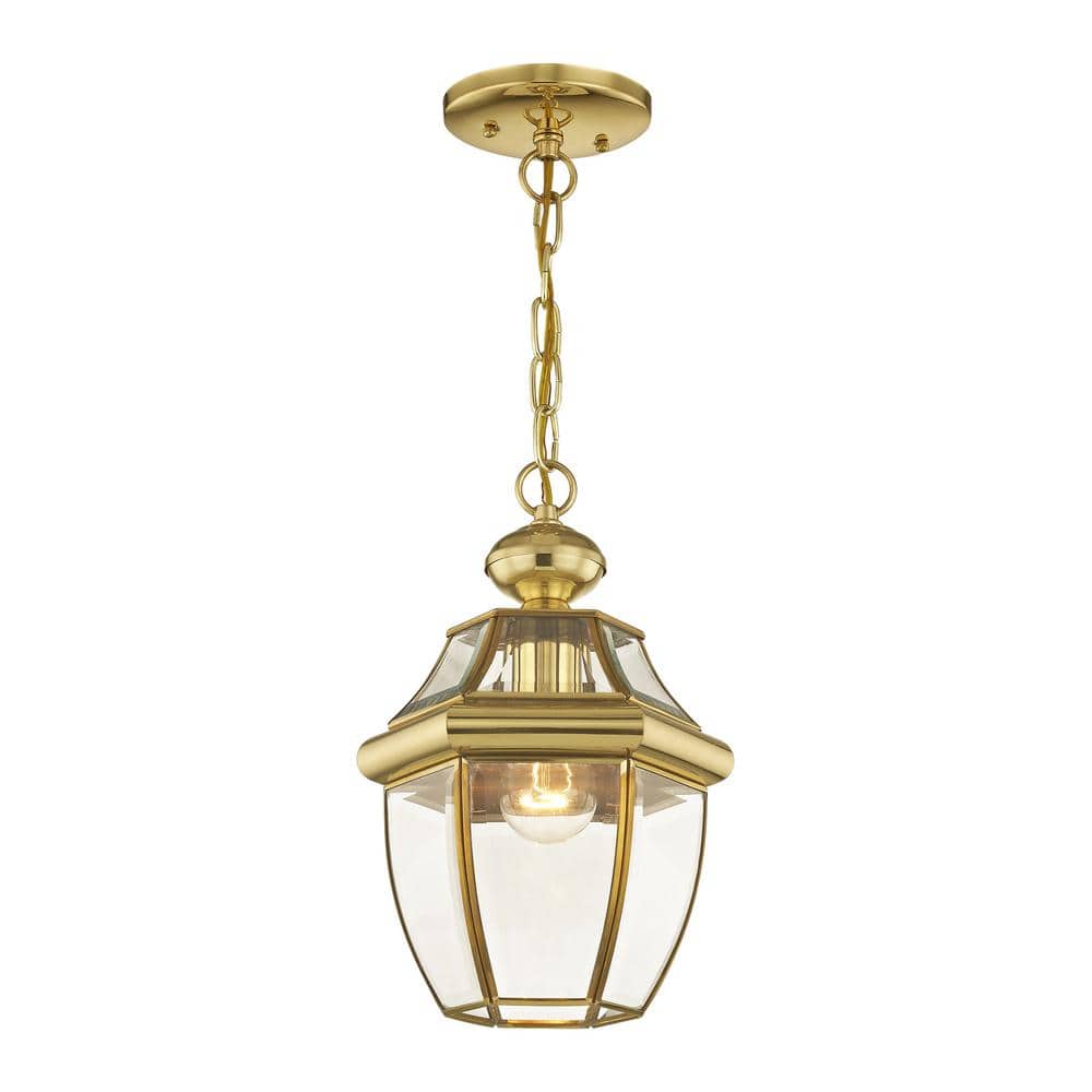 Monterey Polished Brass Outdoor Pendant Lantern with Clear Glass