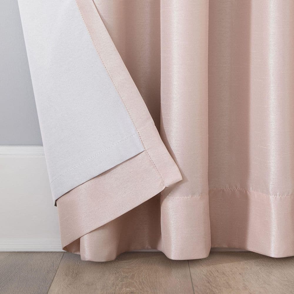 Blush Pink Faux Dupioni Silk Blackout Curtain Panel