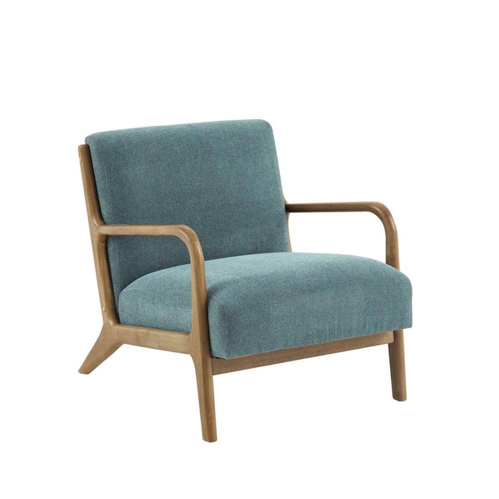 Mid-Century Teal Lounge Chair with Elm Wood Frame