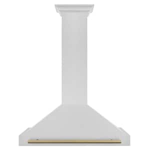 Autograph Edition 36 in. 400 CFM Ducted Vent Wall Mount Range Hood in Fingerprint Resistant Stainless & Champagne Bronze